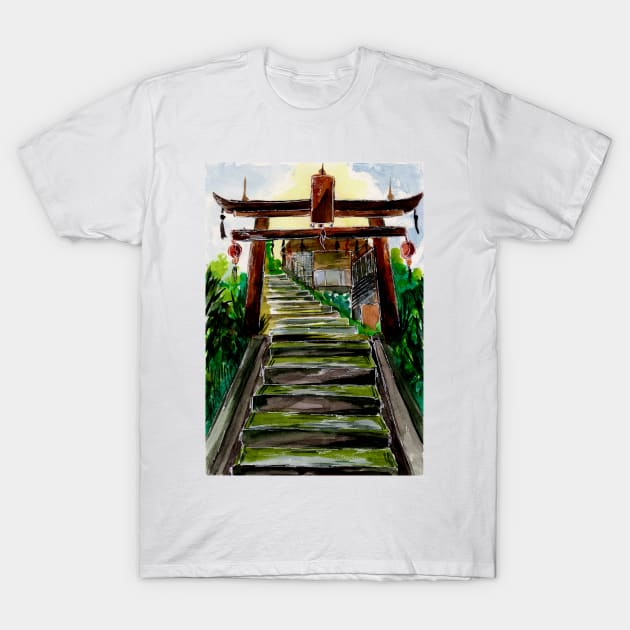 Wooden Gate and Stairs T-Shirt by ZeichenbloQ